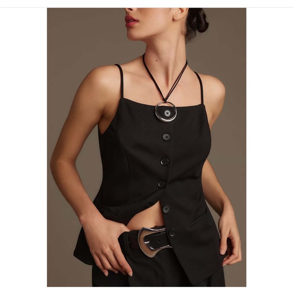 Anthropologie Sunday in Brooklyn Black Buttoned Top Sz Medium - Picture 9 of 9